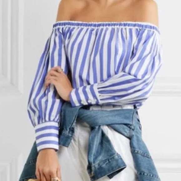 J. Crew Tops - Thomas Mason J.Crew Shirt Womens 0 Striped Off Shoulder Preppy Old Money